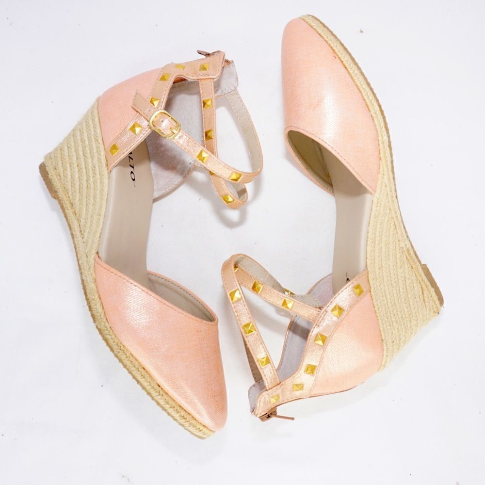 Rialto Campari Pink Espadrille Wedges, Size8.5